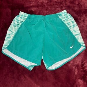 Nike Women's Turquoise and White Athletic Shorts